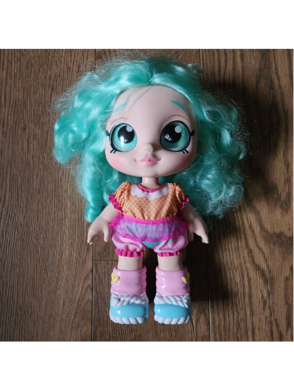 Kindi Kids Snack Time Friends PEPPA-MINT Doll 10" Bobble Head Shopkins Mint Hair